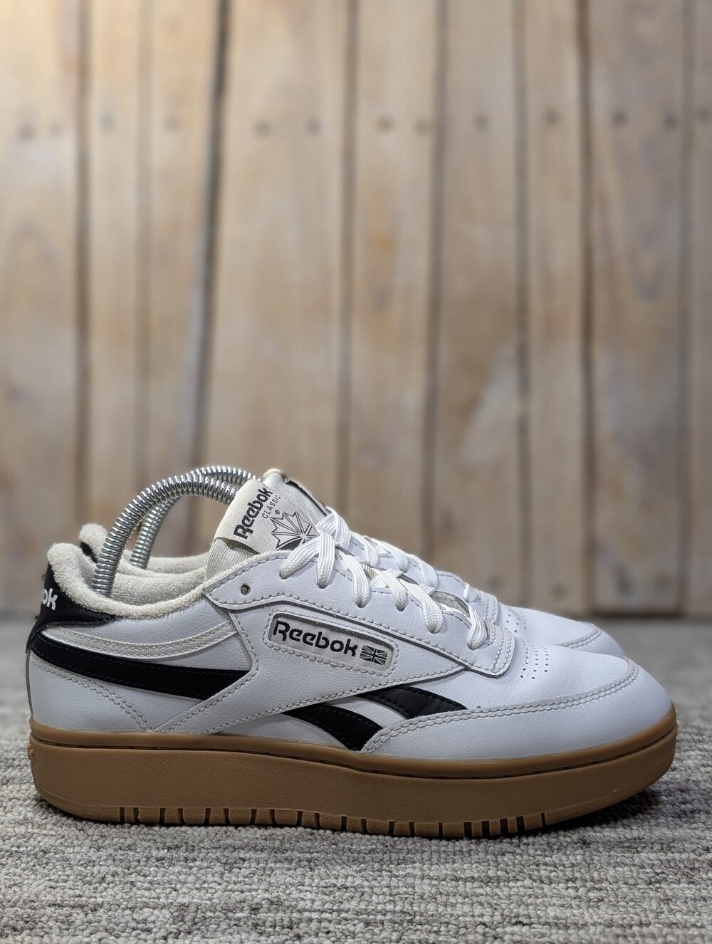 Women's Reebok Club C Double Revenge in White/Black - Size 8